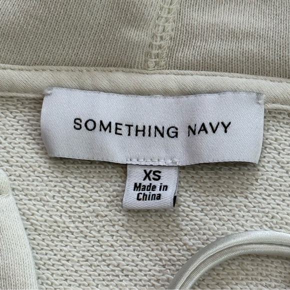 Something Navy Sophia Lace-up Hoodie Beige bell sleeve cotton oversized SZ S - Picture 8 of 9